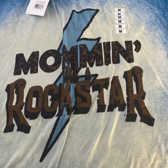 Blue mom like a rockstar medium T-shirt - Picture 3 of 4